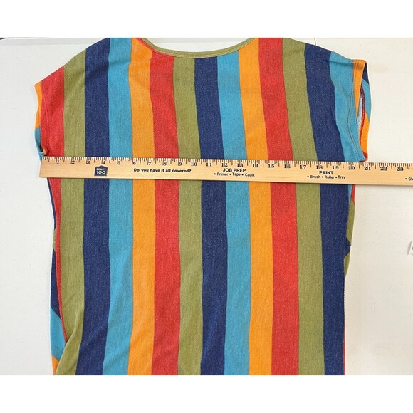 White Birch Women's Vibrant Colorful Stripe Open Back Top Size M - Picture 4 of 6